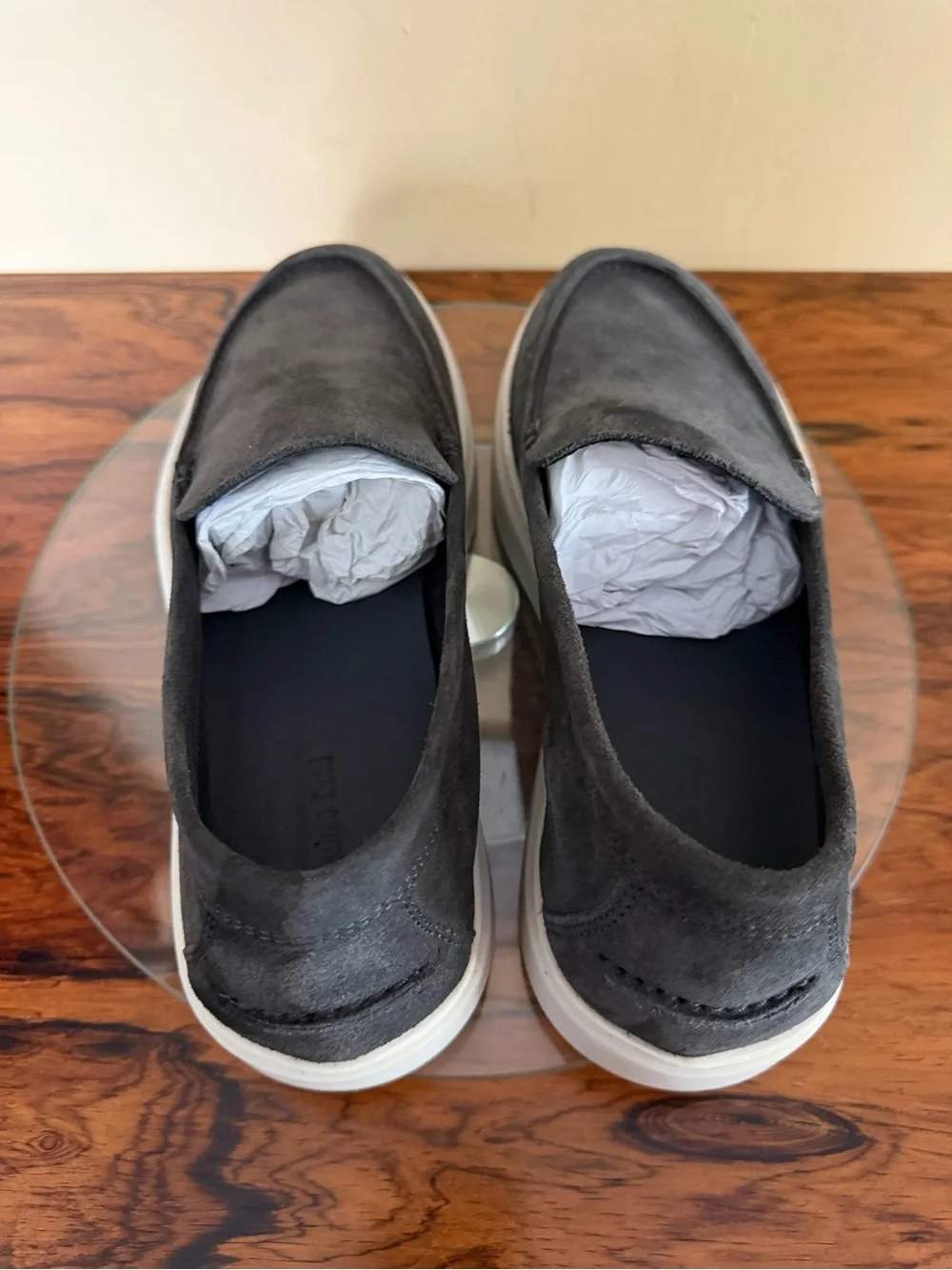 Massimo Dutti Grey Split Suede Leather Loafers - Size US 9